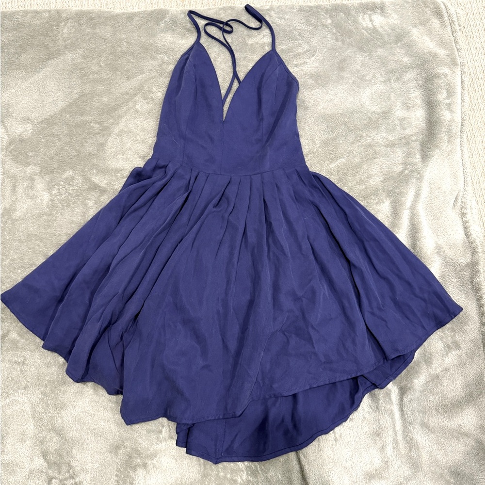 NBD- Mini dress- Women’s XS- Cobalt Blue- Adjustable Straps-Pleated- A Line